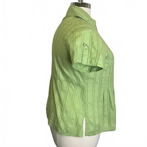 Coldwater Creek Women's Size 1X Plus Pale Green Shirt Sleeve Button Down Top - Picture 4 of 12